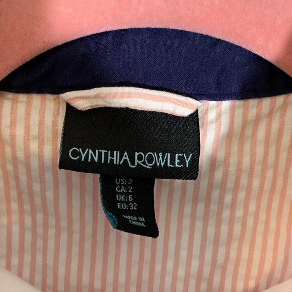 Cynthia Rowley pink white striped seersucker sleeveless collared button dress - Picture 2 of 11